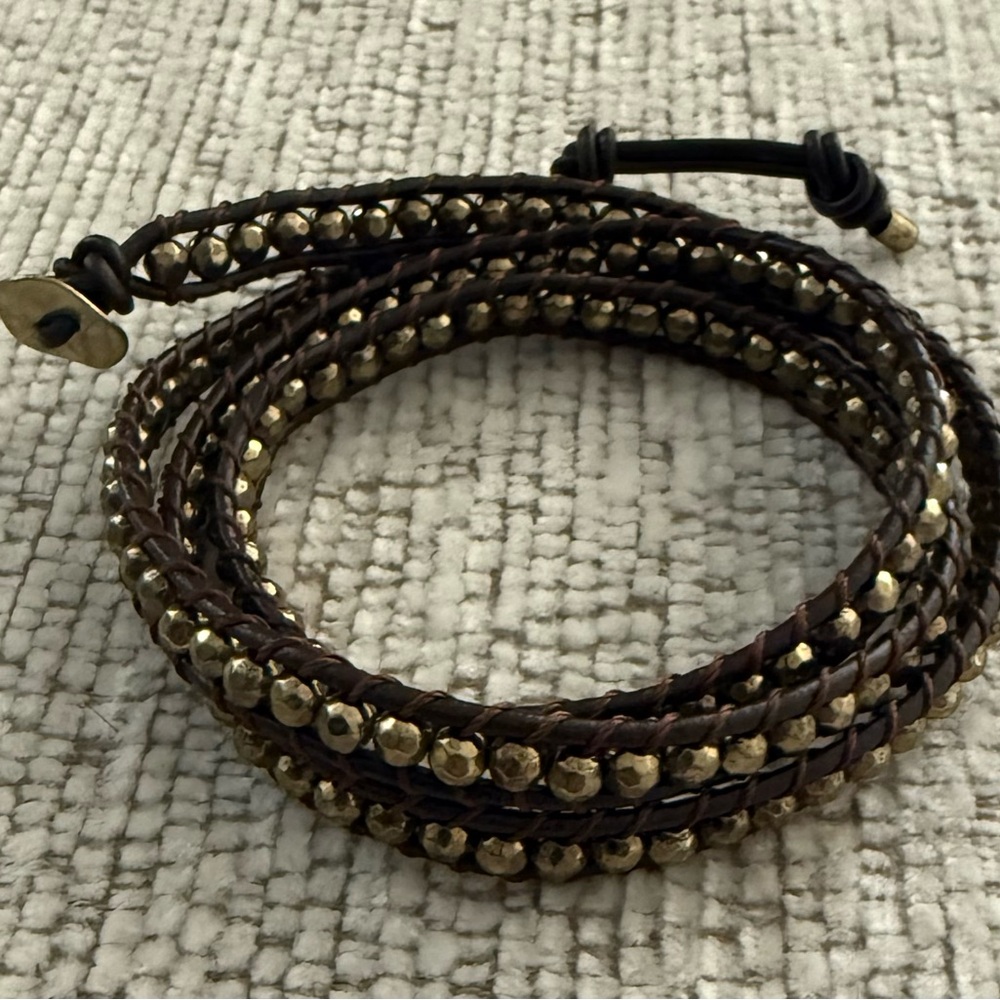 Brown and Gold Beaded Wrap Bracelet